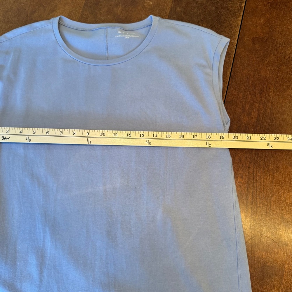 Eileen Fisher Shift Dress Women Medium Blue Excellent Organic Cotton Cap Sleeve - Picture 6 of 8